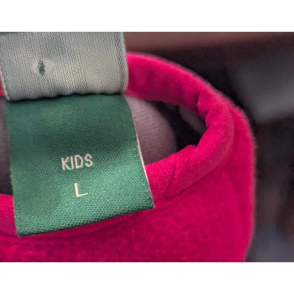 L.L. BEAN Kids Large Pink Mountain Classic Fleece Gloves Grippy Palm Warm